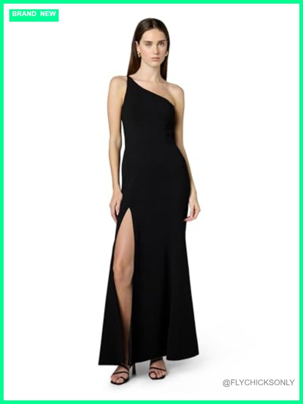 One-Shoulder Asymmetrical Maxi Dress Crepe High Slit